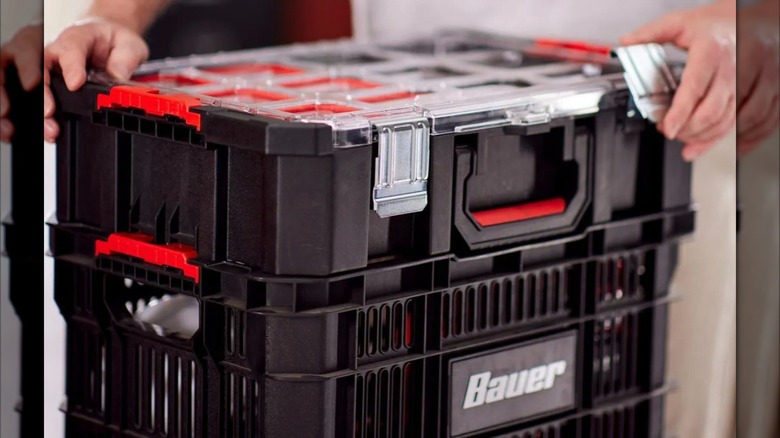 Bauer Modular Rolling Toolbox with Modular Storage System accessories attached